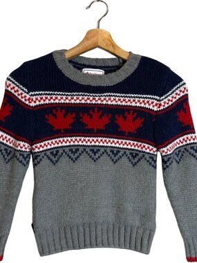 Canadiana Canada Nordic Knit Sweater Pullover Kids' XS Unisex Youth Patriotic